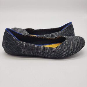 Rothy's womens THE FLAT US 8 black white multi stretch slip on flats shoes
